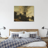 Landschap met een windmolen – Salomon Rombouts Canvas Afdruk (Insitu (Slaapkamer))