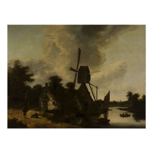 Landschap met een windmolen – Salomon Rombouts Perfect Poster (Voorkant)