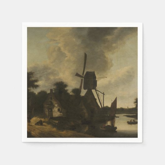 Landschap met een windmolen – Salomon Rombouts Servet (Voorkant)