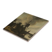 Landschap met een windmolen – Salomon Rombouts Tegeltje (Zijkant)