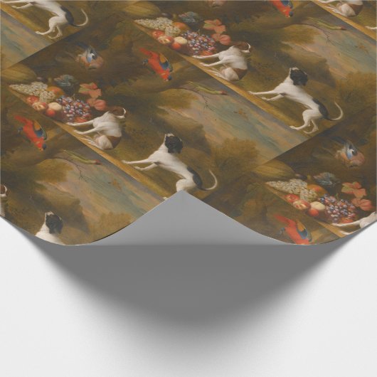 Landschap met exotische vogels en twee honden cadeaupapier (Hoek)