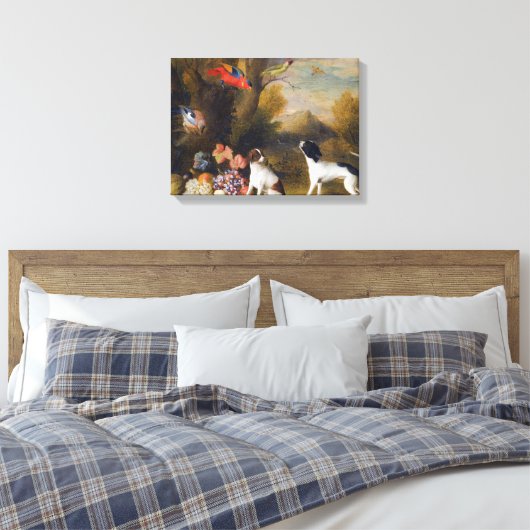 Landschap met exotische vogels en twee honden canvas afdruk (Insitu (Slaapkamer))