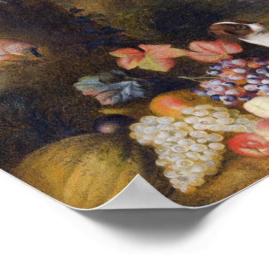 Landschap met exotische vogels en twee honden poster (Hoek)