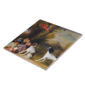 Landschap met exotische vogels en twee honden tegeltje (Zijkant)