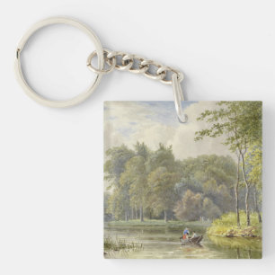 Landschap met Figuren in een Roeibootje Vintage Sleutelhanger