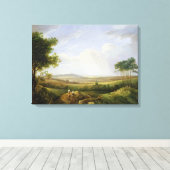 Landschap met figuren (olie op het paneel) canvas afdruk (Insitu (Houten vloer))