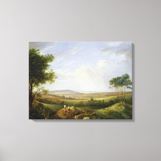 Landschap met figuren (olie op het paneel) canvas afdruk (Voorkant)