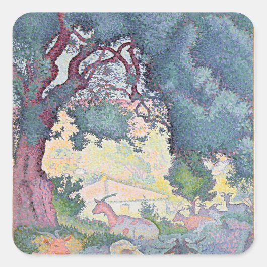 Landschap met geiten, 1895 vierkante sticker (Voorkant)