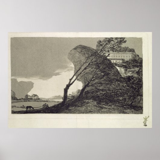 Landschap met grote raketten poster (Voorkant)