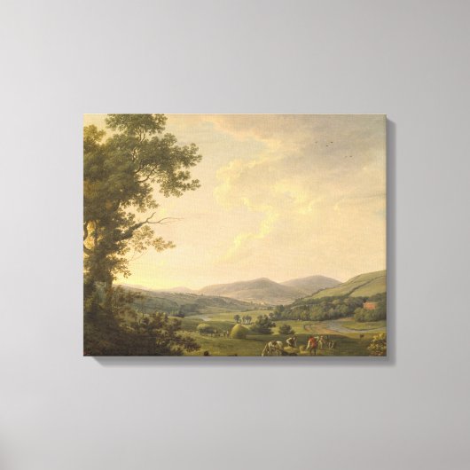 Landschap met Haymakers en een ver Uitzicht van ee Canvas Afdruk (Voorkant)