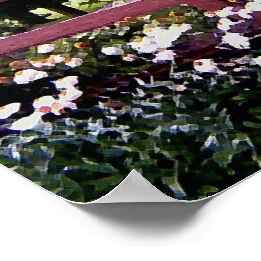 Landschap met hek en bloemen poster (Hoek)