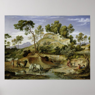 Landschap met herders en koeien poster