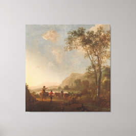 Landschap met herders en vee, Albert Cuyp, Canvas Afdruk