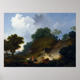 Landschap met herders van Fragonard Poster