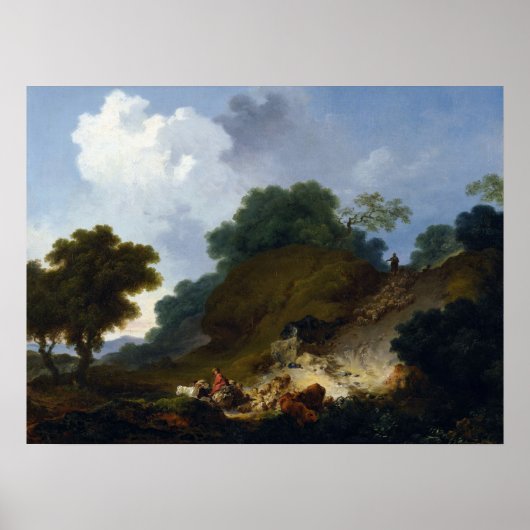 Landschap met herders van Fragonard Poster (Voorkant)