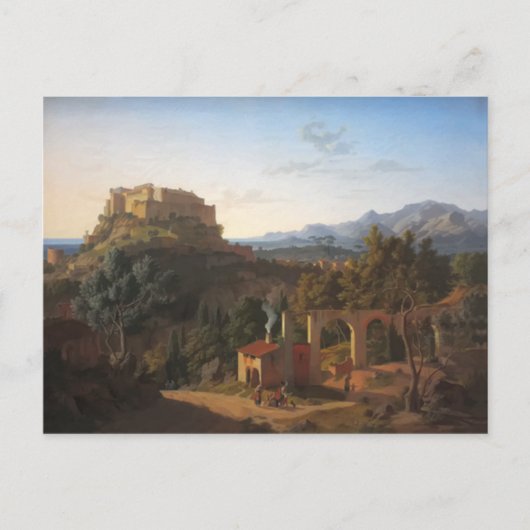 Landschap met het kasteel van Massa di Carrara Briefkaart (Voorkant)