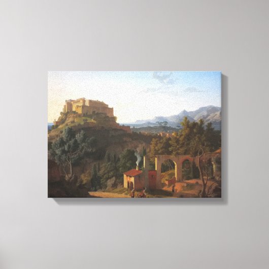 Landschap met het kasteel van Massa di Carrara Canvas Afdruk (Voorkant)