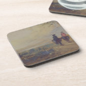 Landschap met het meer en twee figuren Riding, voo Bier Onderzetter (Linkerzijde)