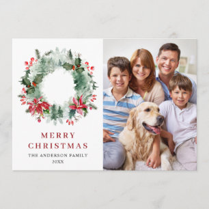 Landschap met Holly Berry Pine 3 PHOTO Greeting Feestdagenkaart