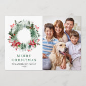 Landschap met Holly Berry Pine 4 PHOTO Greeting Feestdagenkaart (Voorkant)