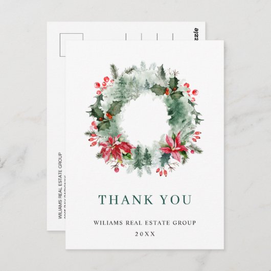 Landschap met Holly Berry Pine Forest Dank u Briefkaart (Voorkant / Achterkant)