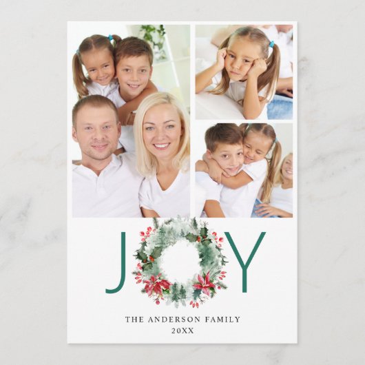 Landschap met Holly Berry Pine PHOTO Greeting Feestdagenkaart (Voorkant)