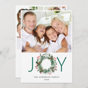 Landschap met Holly Berry Pine PHOTO Greeting Feestdagenkaart