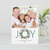 Landschap met Holly Berry Pine PHOTO Greeting Feestdagenkaart (Staand voorkant)