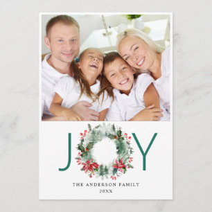 Landschap met Holly Berry Pine PHOTO Greeting Feestdagenkaart