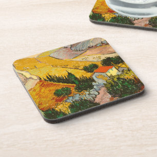 Landschap met House en Ploughma Vincent van Gogh Bier Onderzetter