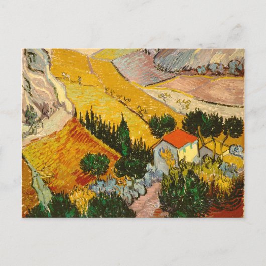 Landschap met House en Ploughma Vincent van Gogh Briefkaart (Voorkant)