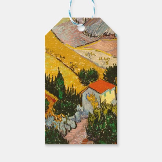 Landschap met House en Ploughma Vincent van Gogh Cadeaulabel (Voorkant)