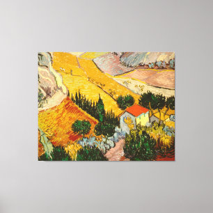 Landschap met House en Ploughma Vincent van Gogh Canvas Afdruk