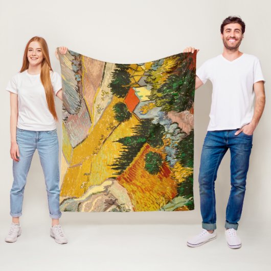 Landschap met House en Ploughma Vincent van Gogh Fleece Deken (In situ)