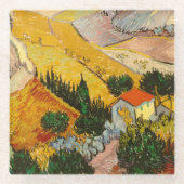 Landschap met House en Ploughma Vincent van Gogh Glazen Onderzetter (Voorkant)