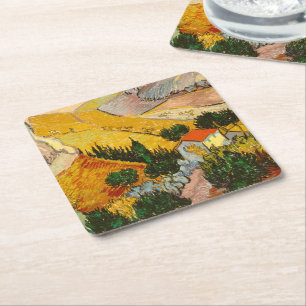Landschap met House en Ploughma Vincent van Gogh Kartonnen Onderzetters