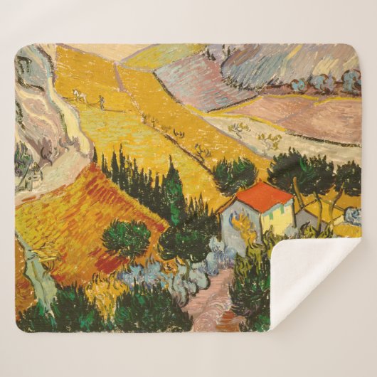 Landschap met House en Ploughma Vincent van Gogh Sherpa Deken (Voorkant (horizontaal))