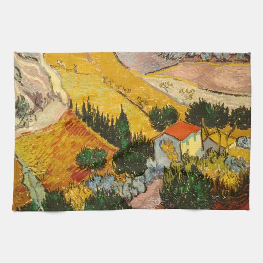 Landschap met House en Ploughma Vincent van Gogh Theedoek (Horizontaal)