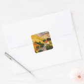 Landschap met House en Ploughma Vincent van Gogh Vierkante Sticker (Envelop)