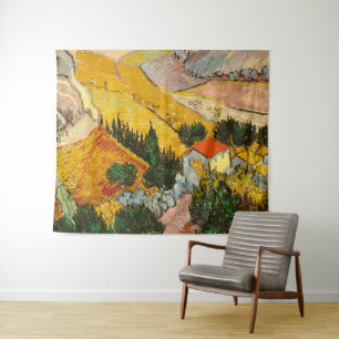 Landschap met House en Ploughma Vincent van Gogh Wandkleed
