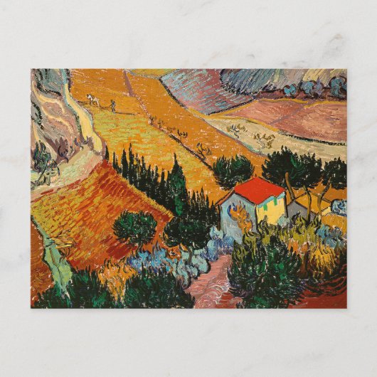 Landschap met huis en ploeger, briefkaart (Voorkant)