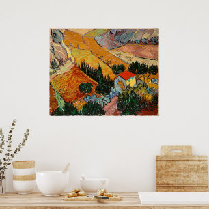 Landschap met huis en ploeger, poster