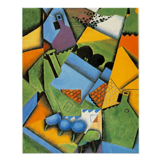 Landschap met huizen in Ceret Perfect Poster (Voorkant)