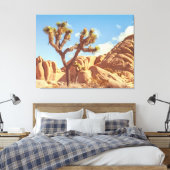 Landschap met Joshua-bomen en rotsformaties Canvas Afdruk (Insitu (Slaapkamer))