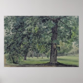 Landschap met kastanjeboom op voorgrond poster (Voorkant)