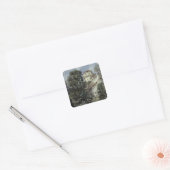 Landschap met kasteel en bomen vierkante sticker (Envelop)