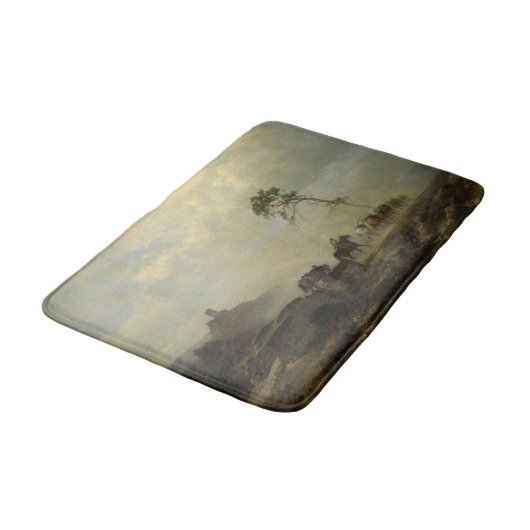 Landschap met kasteelruïnes en ruiters badmat (Gekanteld)