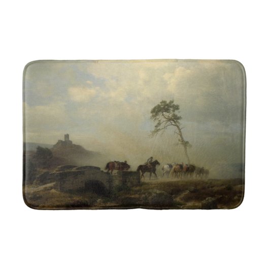 Landschap met kasteelruïnes en ruiters badmat (Voorkant)