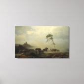 Landschap met kasteelruïnes en ruiters canvas afdruk (Voorkant)