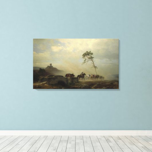Landschap met kasteelruïnes en ruiters canvas afdruk (Insitu (Houten vloer))